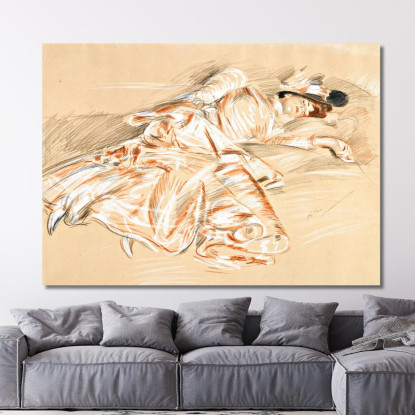 Ragazza Addormentata Paul César Helleu pch14 quadro stampato su tela