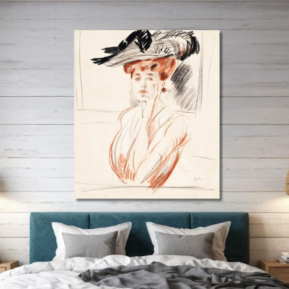 La Signora Con Il Cappello Piumato Paul César Helleu pch15 quadro stampato su tela
