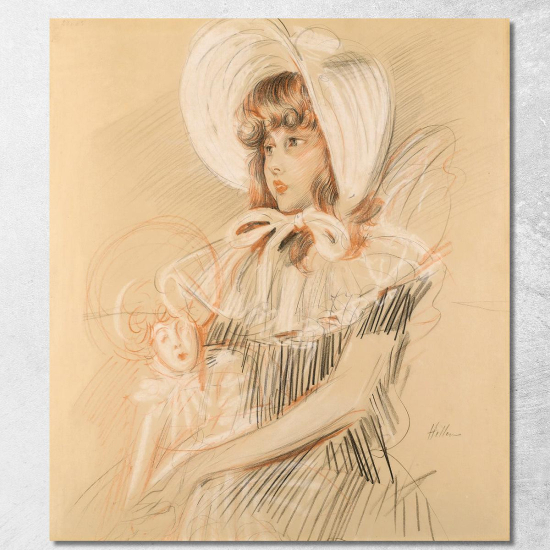 Bambina Che Tiene In Braccio La Sua Bambola Paul César Helleu pch20 quadro stampato su tela