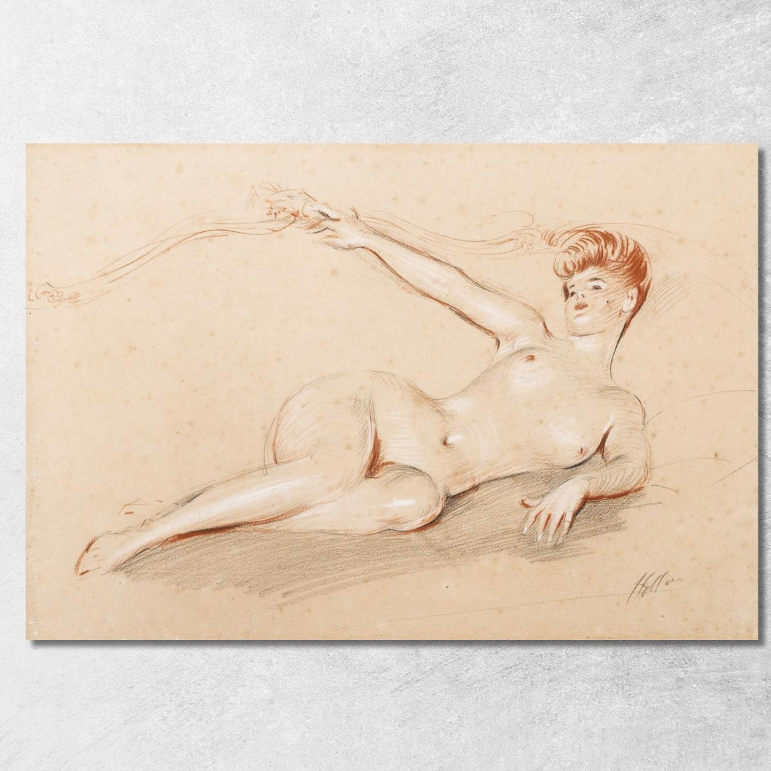 Sdraiata Nuda Su Un Divano Paul César Helleu pch21 quadro stampato su tela Sdraiata Nuda Su Un Divano Paul César Helleu pch21 quadro stampato su tela