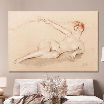 Sdraiata Nuda Su Un Divano Paul César Helleu pch21 quadro stampato su tela
