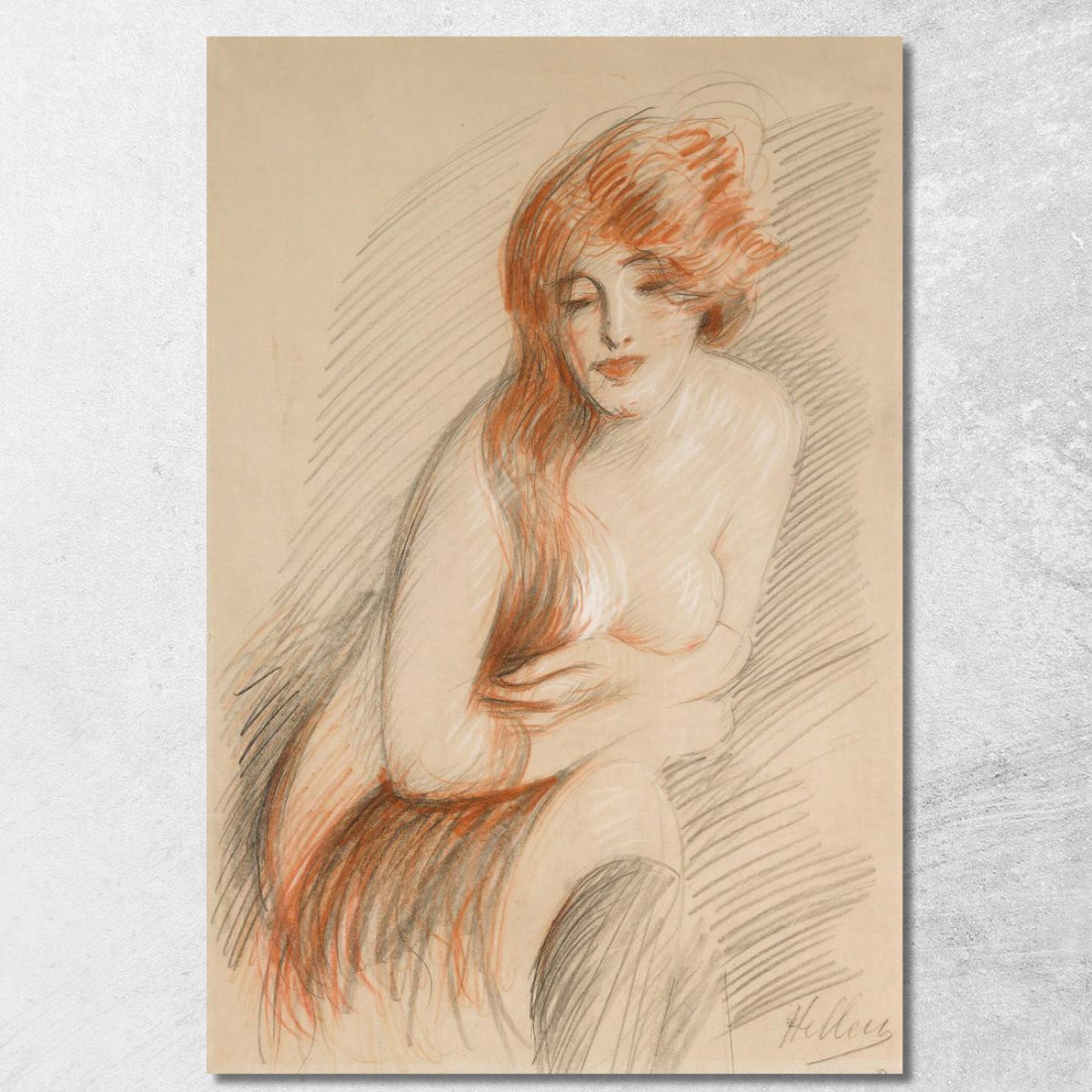 Femmina Nuda Con Capelli Lunghi Paul César Helleu pch28 quadro stampato su tela Femmina Nuda Con Capelli Lunghi Paul César Helleu pch28 quadro stampato su tela