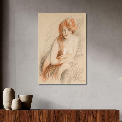 Femmina Nuda Con Capelli Lunghi Paul César Helleu pch28 quadro stampato su tela