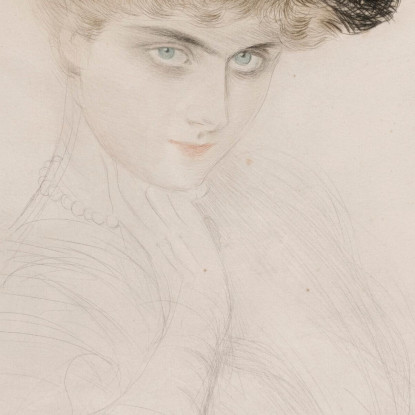 Ritratto Di Donna Con Cappello Piumato Paul César Helleu pch34 quadro stampato su tela
