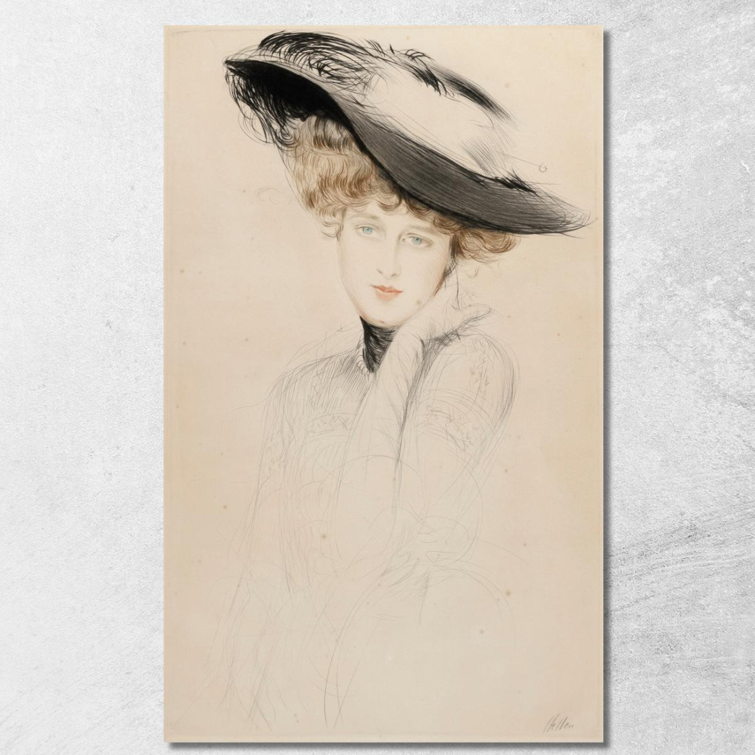 Ritratto Di Donna Con Cappello Paul César Helleu pch35 quadro stampato su tela Ritratto Di Donna Con Cappello Paul César Helleu pch35 quadro stampato su tela