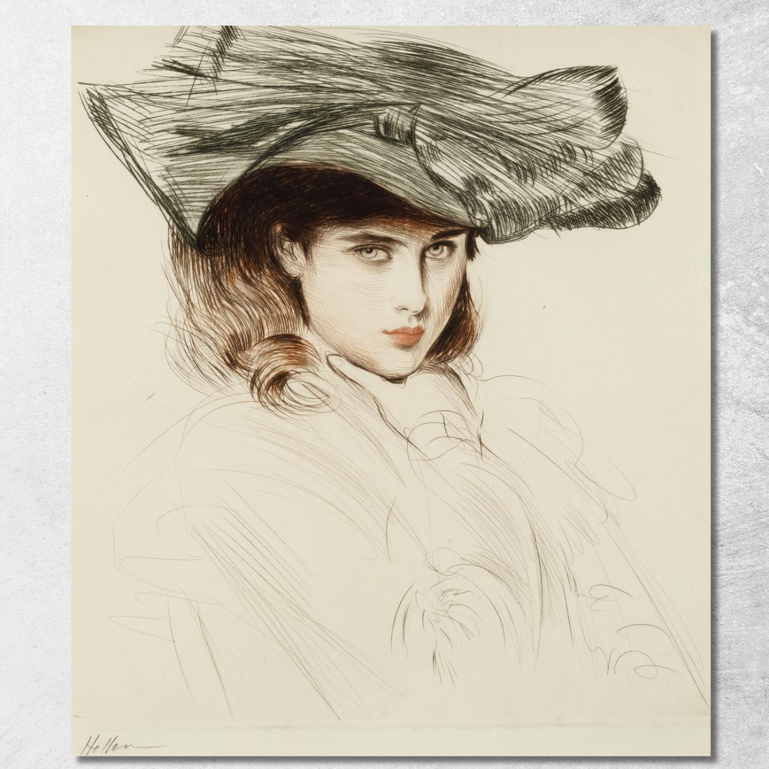 Ritratto Di Una Giovane Donna Con Cappello Paul César Helleu pch44 quadro stampato su tela