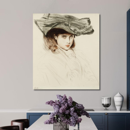 Ritratto Di Una Giovane Donna Con Cappello Paul César Helleu pch44 quadro stampato su tela