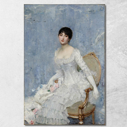 Giovane Donna In Bianco Paul César Helleu pch58 quadro stampato su tela