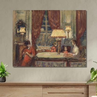 Serata Sotto Le Lampade Pierre Bonnard pbn10 quadro stampato su tela