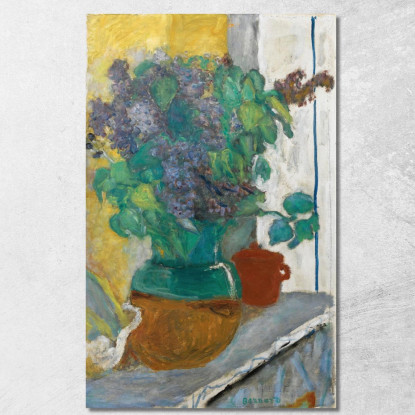 Lilla Viola In Vaso Di Terracotta Giallo E Verde Pierre Bonnard pbn41 quadro stampato su tela
