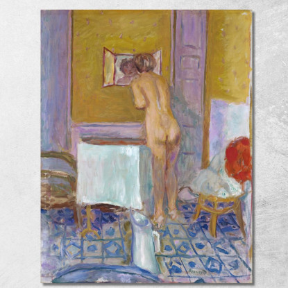 Nuda Con Un Panno Rosso Nuda Al Suo Bagno Pierre Bonnard pbn51 quadro stampato su tela