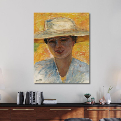 Ritratto Di Donna Con Un Grande Cappello Pierre Bonnard pbn57 quadro stampato su tela