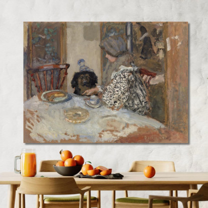 Donna E Cane A Tavola Pierre Bonnard pbn75 quadro stampato su tela
