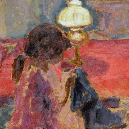 Donna Con Lampada Pierre Bonnard pbn76 quadro stampato su tela