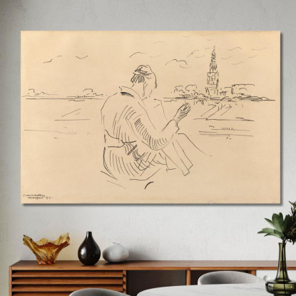 Donna Che Cuce Prima Di Amersfoort Rik Wouters rwo44 quadro stampato su tela