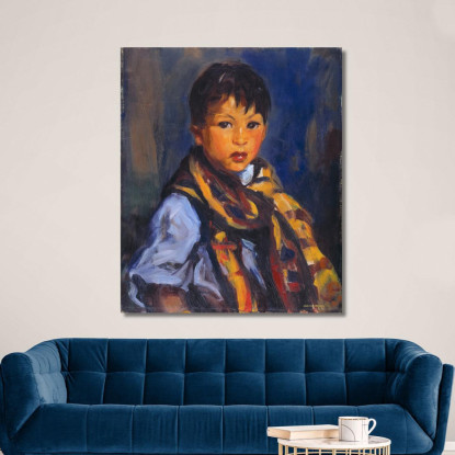 Ragazzo Con Sciarpa Scozzese Robert Henri rhn6 quadro stampato su tela