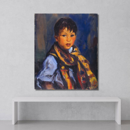 Ragazzo Con Sciarpa Scozzese Robert Henri rhn6 quadro stampato su tela