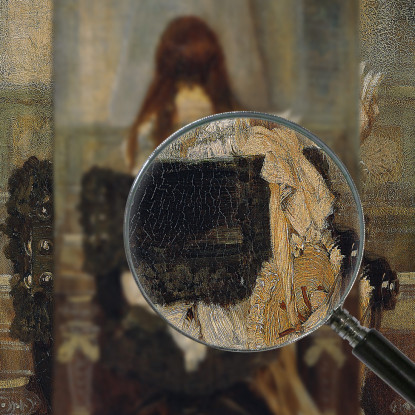 Signora Alla Spinetta Hans Makart hmk29 quadro stampato su tela