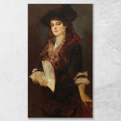 Ritratto Di Una Signora Con Un Ventilatore Hans Makart hmk40 quadro stampato su tela
