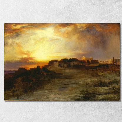 Pueblo Al Tramonto Laguna Thomas Moran tmr50 quadro stampato su tela