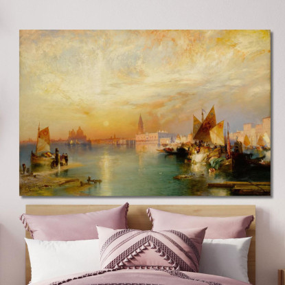 Tramonto Santa Maria E Il Palazzo Ducale Venezia Thomas Moran tmr56 quadro stampato su tela