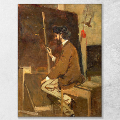Autoritratto Di Hans Makart Davanti A Un Cavalletto Hans Makart hmk56 quadro stampato su tela