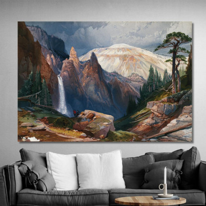 Cascate Della Torre E Montagna Di Zolfo Yellowstone Thomas Moran tmr78 quadro stampato su tela