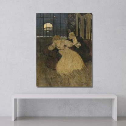 Gentiluomo In Gonna Cerca Di Convincere Una Signora Dubbiosa Su Un Divano Théophile Alexandre Steinlen tas25 quadro stampato su
