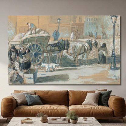 Scena Parigina In Inverno Théophile Alexandre Steinlen tas46 quadro stampato su tela
