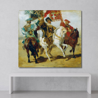 Tre Alfieri Montati Hans Makart hmk66 quadro stampato su tela