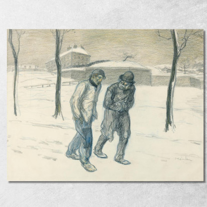 Due Vagabondi Che Camminano Nella Neve Théophile Alexandre Steinlen tas55 quadro stampato su tela
