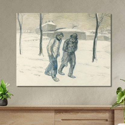 Due Vagabondi Che Camminano Nella Neve Théophile Alexandre Steinlen tas55 quadro stampato su tela
