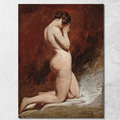 Nudo Inginocchiato William Etty wet8 quadro stampato su tela