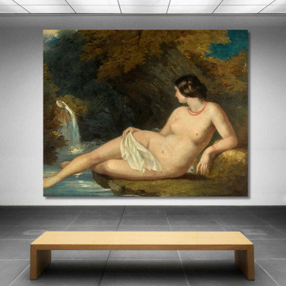 Nudo Femminile Sdraiato Vicino A Una Cascata William Etty wet21 quadro stampato su tela