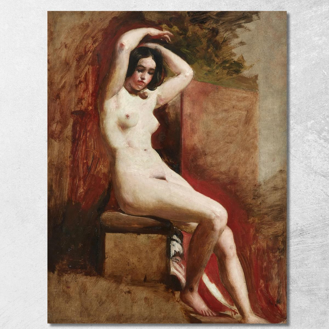 Nudo Accademico Seduto William Etty wet25 quadro stampato su tela Nudo Accademico Seduto William Etty wet25 quadro stampato su tela