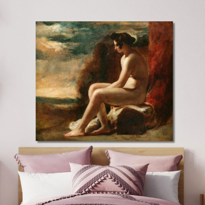 Nudo Seduto In Un Paesaggio William Etty wet29 quadro stampato su tela
