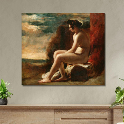 Nudo Seduto In Un Paesaggio William Etty wet29 quadro stampato su tela
