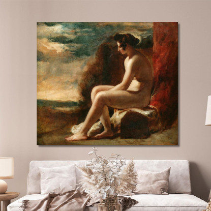 Nudo Seduto In Un Paesaggio William Etty wet29 quadro stampato su tela