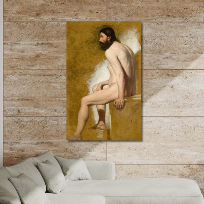 Studio Di Un Nudo Maschile Barbuto William Etty wet37 quadro stampato su tela