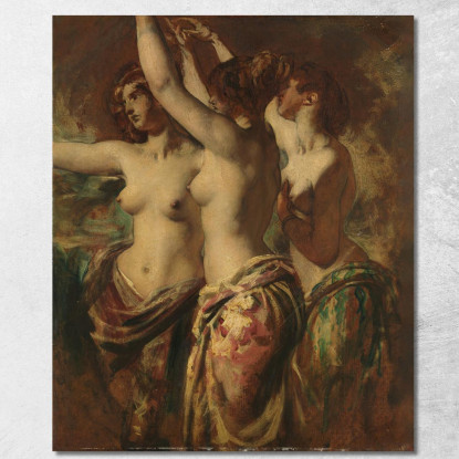 Le Tre Grazie William Etty wet43 quadro stampato su tela