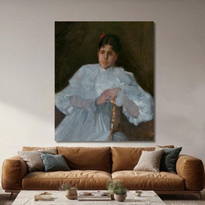 Ragazza In Bianco William Merritt Chase wmc23 quadro stampato su tela