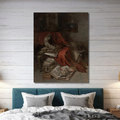 Scimmia Con La Letteratura William Merritt Chase wmc39 quadro stampato su tela