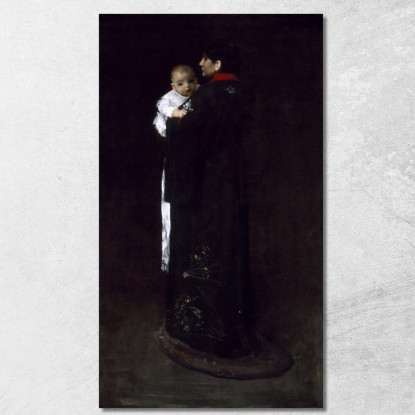 Madre E Figlio Il Primo Ritratto William Merritt Chase wmc42 quadro stampato su tela