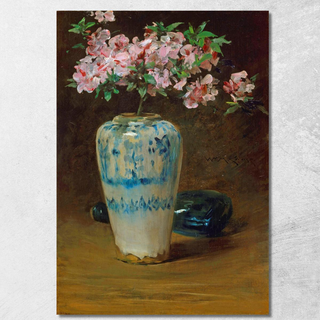 Vaso Cinese Azalea Rosa William Merritt Chase wmc53 quadro stampato su tela