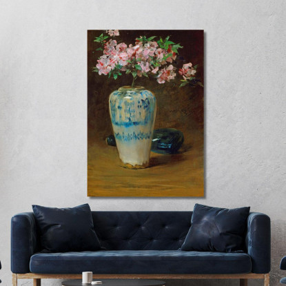 Vaso Cinese Azalea Rosa William Merritt Chase wmc53 quadro stampato su tela