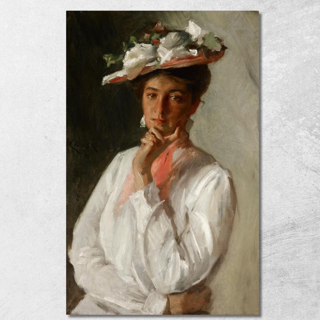 Donna In Bianco William Merritt Chase wmc112 quadro stampato su tela