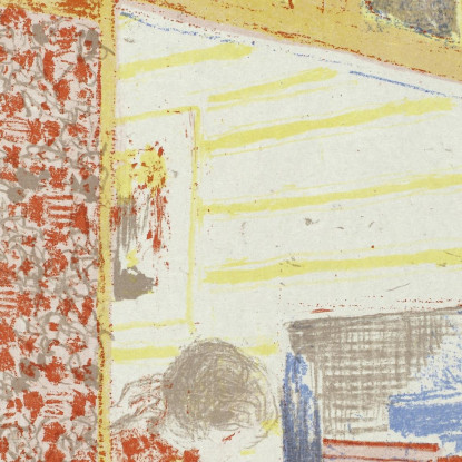 Interno Con Carta Da Parati Rosa Iii Édouard Vuillard evu36 quadro stampato su tela