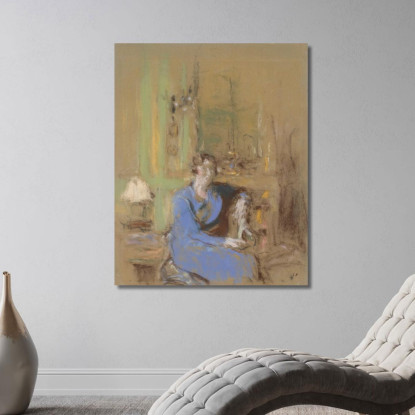 Madame Lucien Sauphar Seduta Nel Suo Salotto Édouard Vuillard evu104 quadro stampato su tela