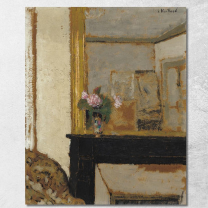 Vaso Di Fiori Su Una Mensola Del Camino Édouard Vuillard evu173 quadro stampato su tela