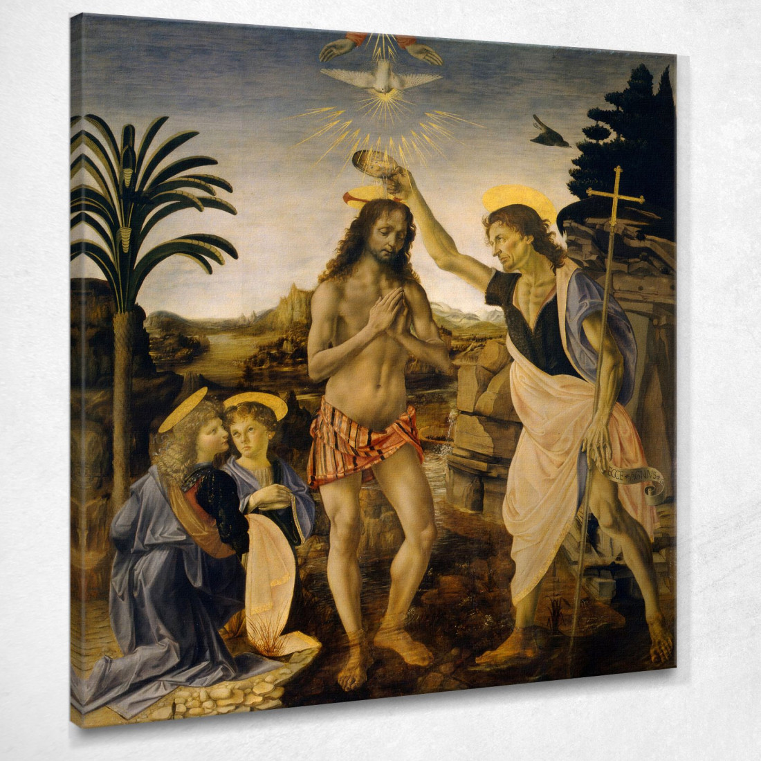 Il Battesimo Di Cristo Leonardo Da Vinci ldv14 quadro stampato su tela Il Battesimo Di Cristo Leonardo Da Vinci ldv14 quadro stampato su tela